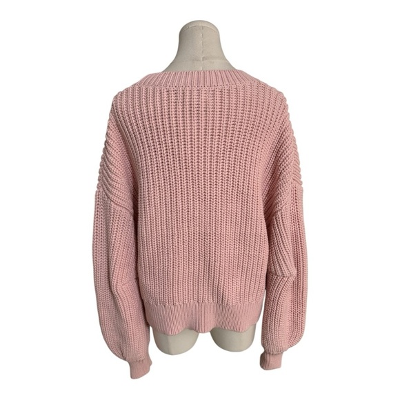 BANANA REPUBLIC Pink Ribbed Knit‎ Sweater Oversized Relaxed Fit Size L Factory - Picture 3 of 10